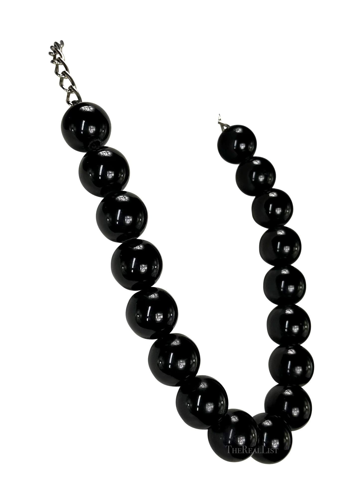 1980s Gianni Versace Oversized Black Lacquer Bead Chain Necklace For Sale 1