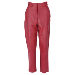 1980s Gianni Versace Red Genuine Leather Trousers