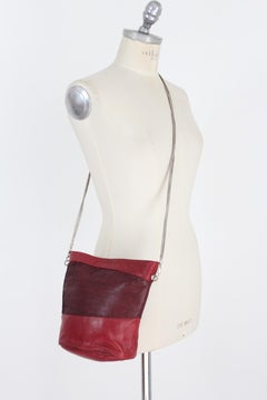 Gianni Versace Red Reptile Leather Shoulder Bucket Bag 1980s