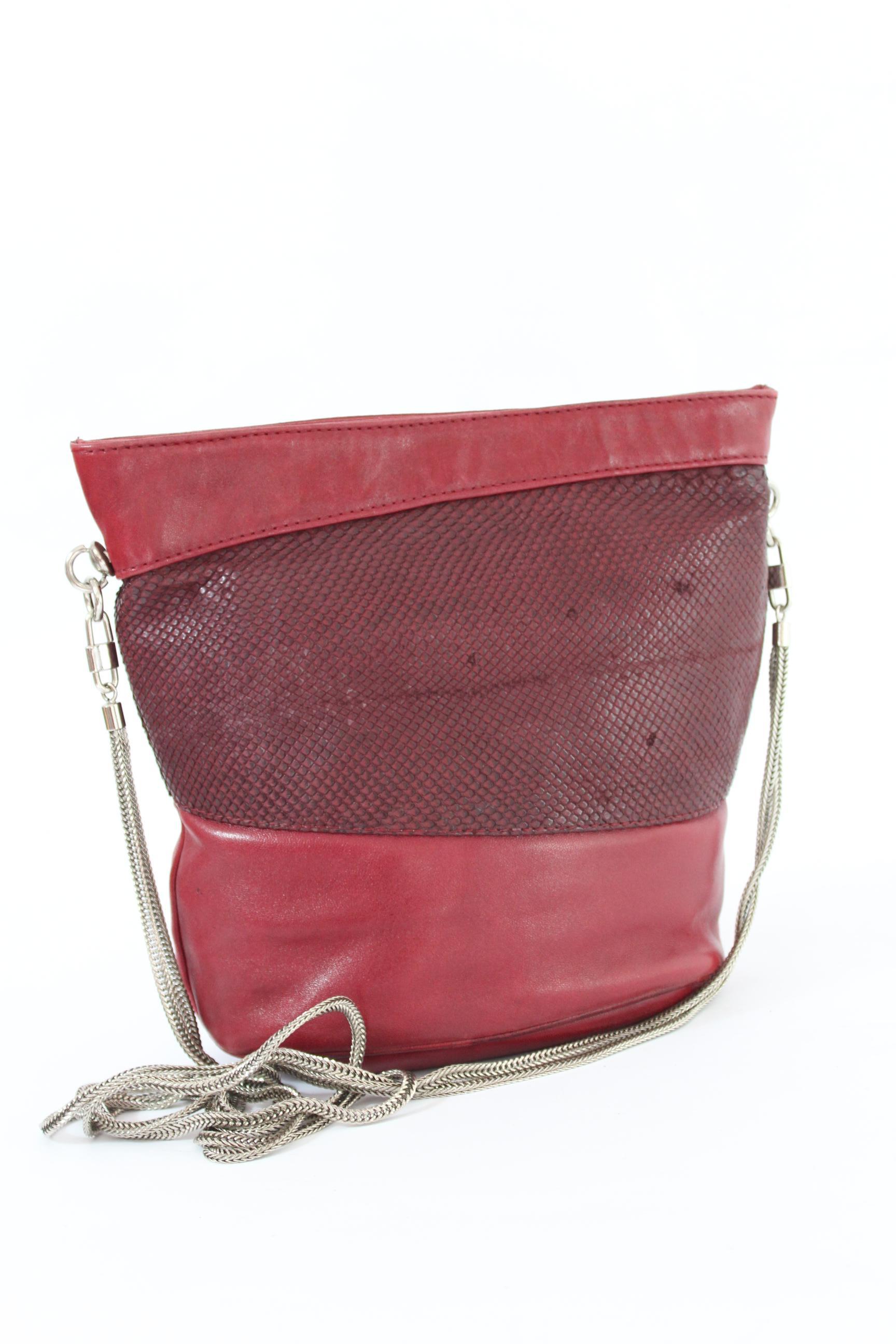 Gianni Versace Red Reptile Leather Shoulder Bucket Bag 1980s 1