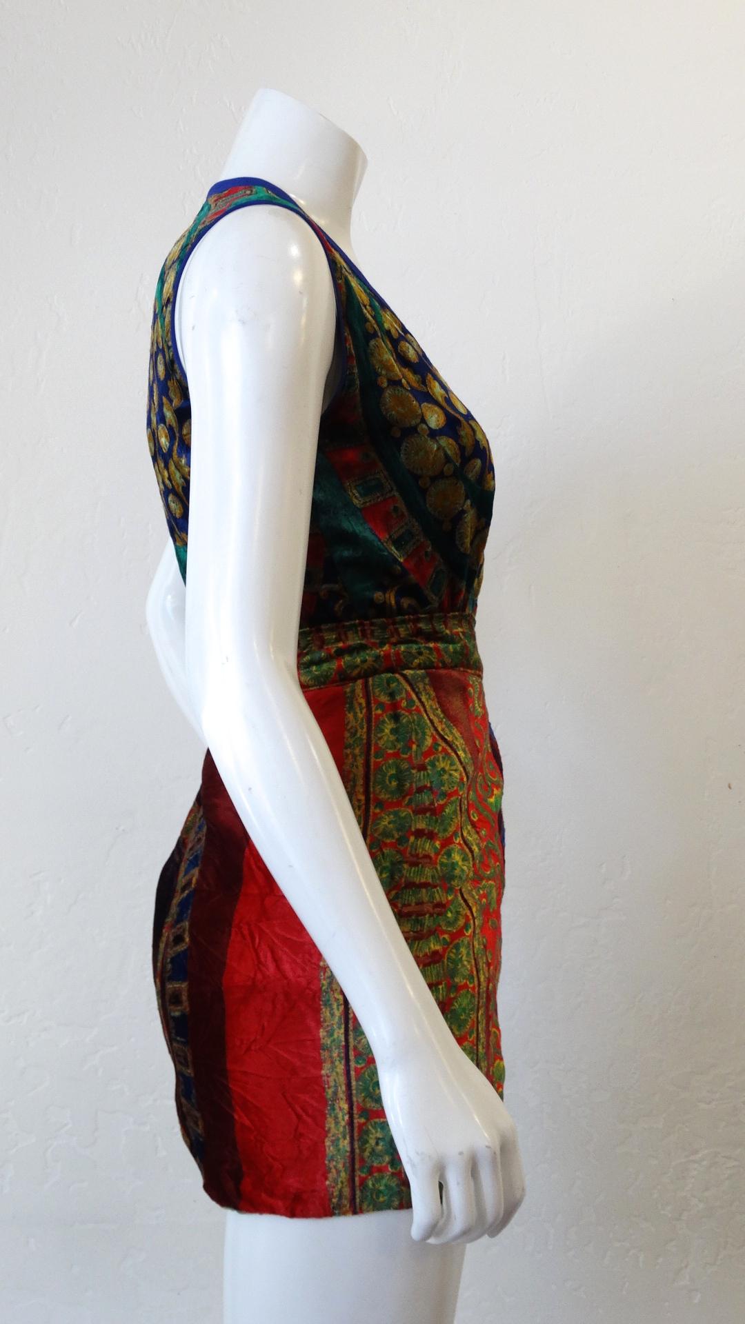 Gianni Versace 1980s Scarf Print Skirt Set  5