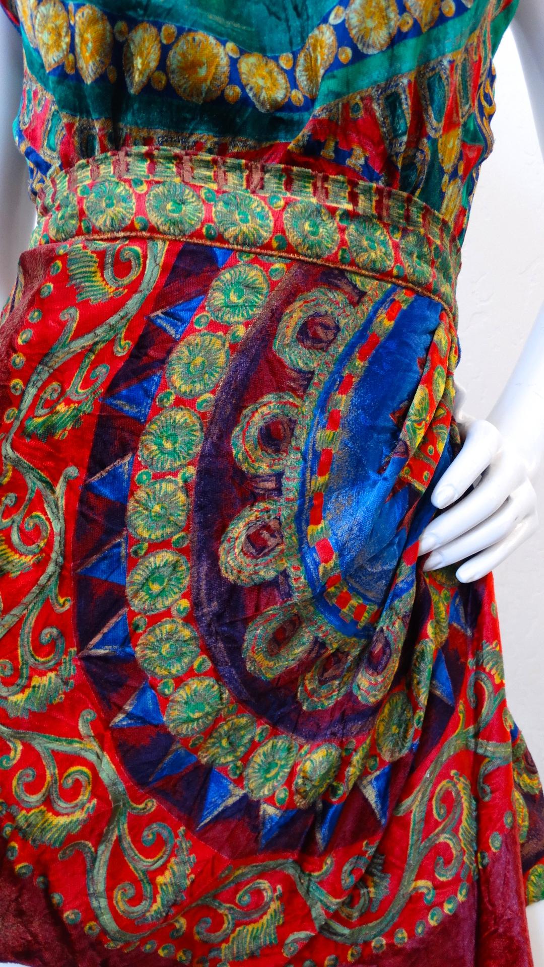 Gianni Versace 1980s Scarf Print Skirt Set  6