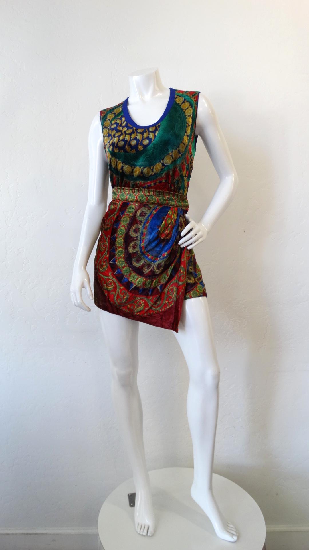 Gianni Versace 1980s Scarf Print Skirt Set  7