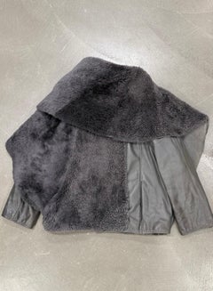 1980s Gianni Versace shearling leather cape jacket with layered construction sca