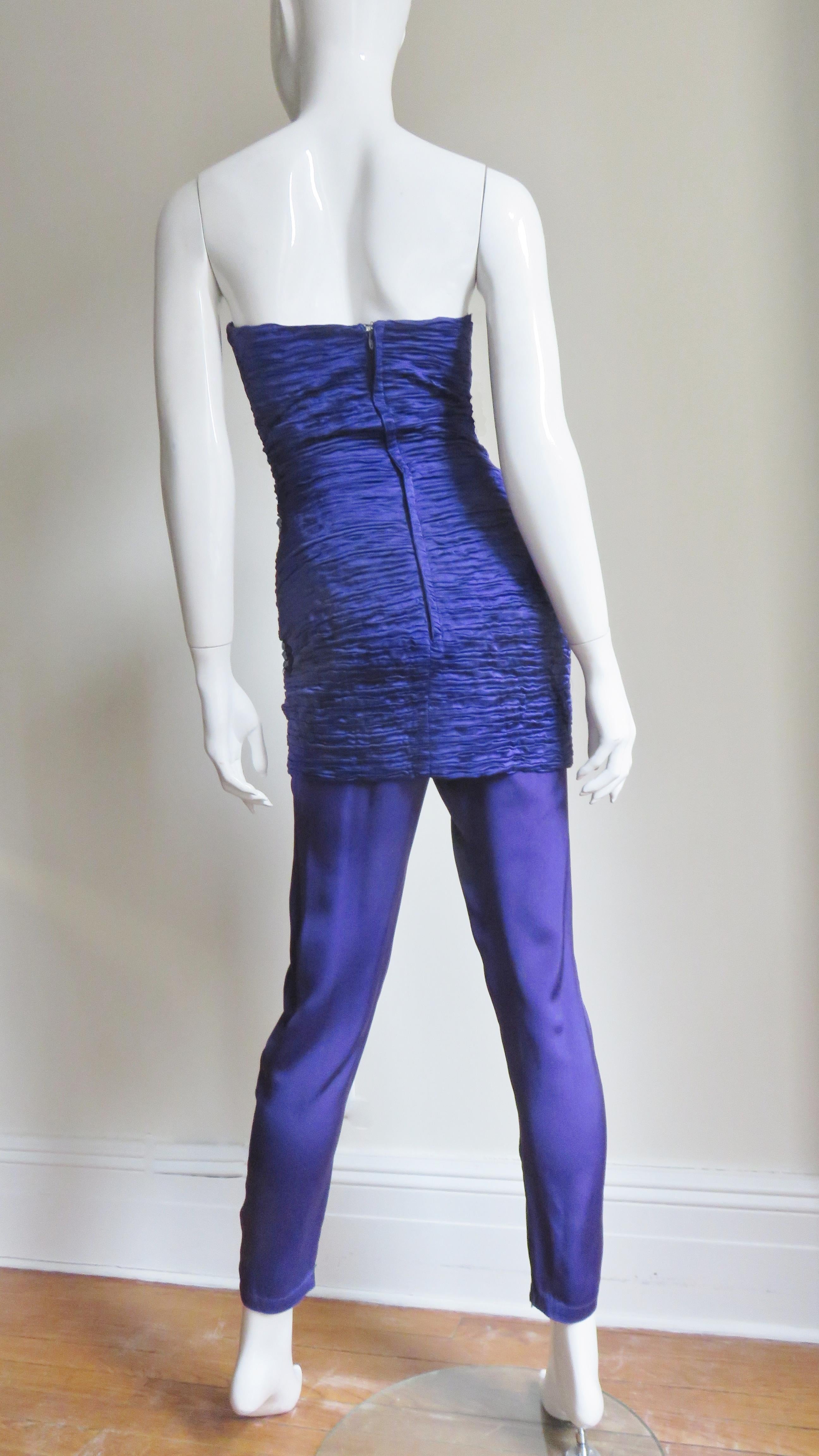 Gianni Versace Silk Strapless Jumpsuit 1980s For Sale 3