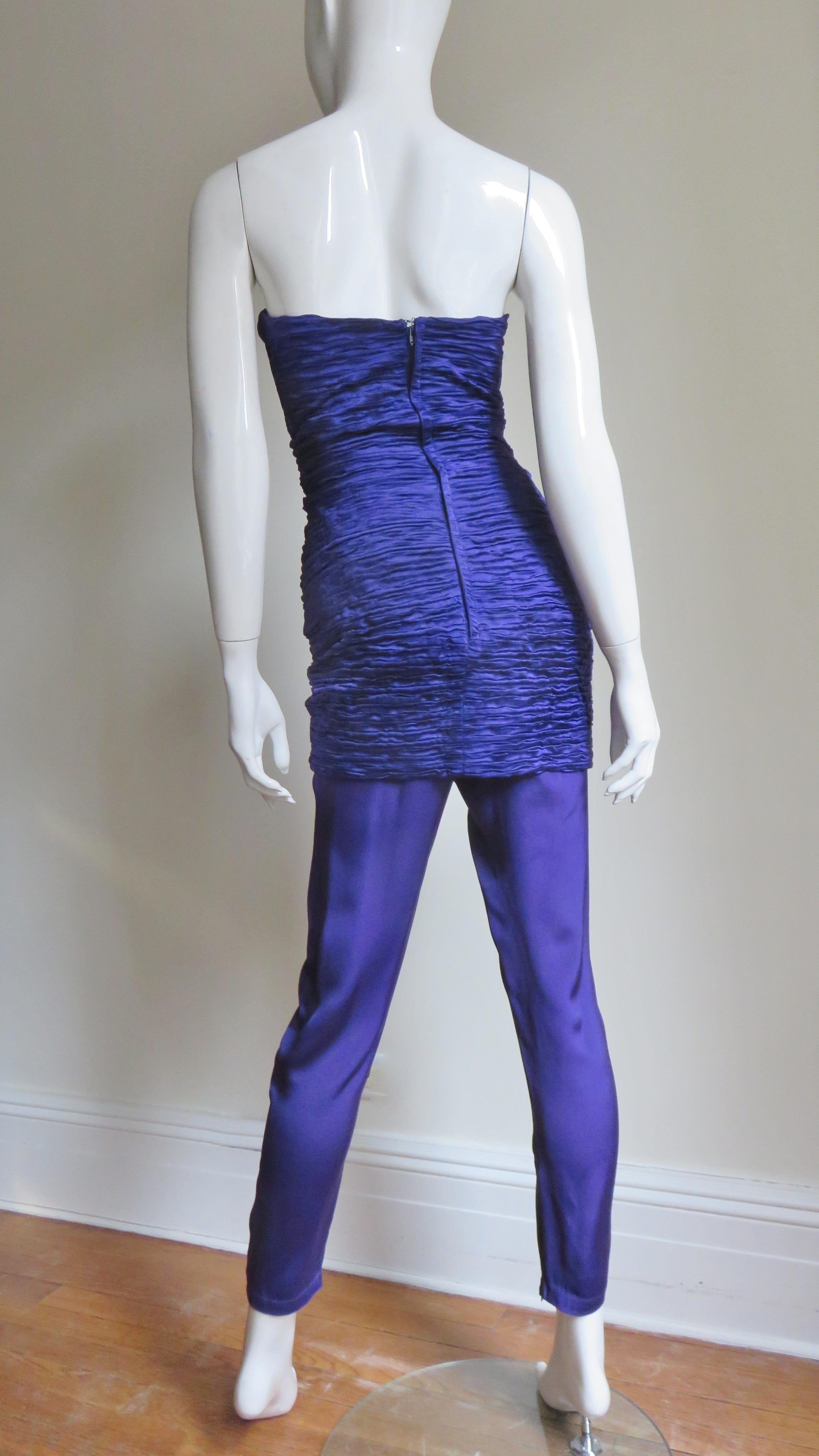 Women's Gianni Versace Silk Strapless Jumpsuit 1980s For Sale