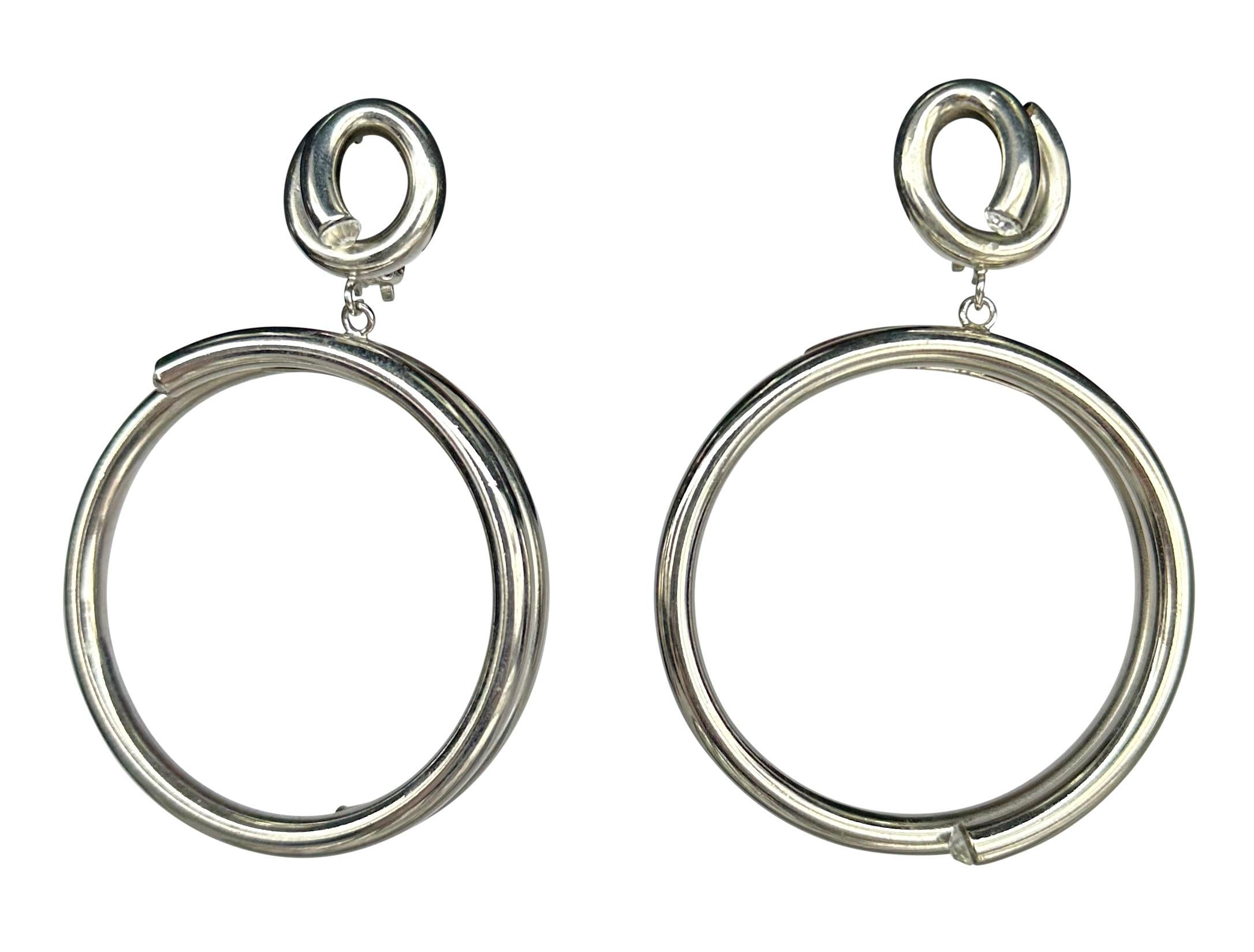 versace hoop earrings silver