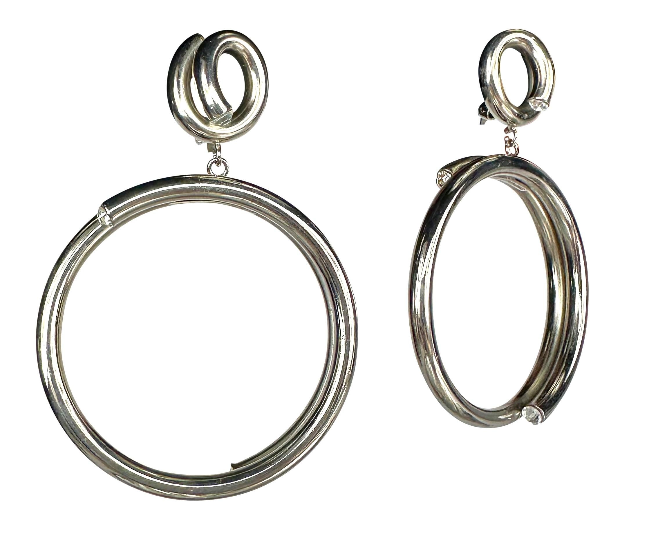 versace hoop earrings silver