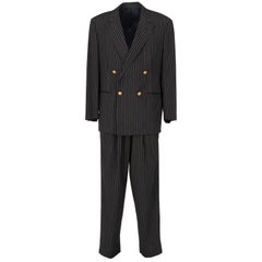 1980s Gianni Versace Pinstriped Blue Suit