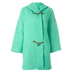 1980s Gianni Versace turquoise wool blend hooded coat