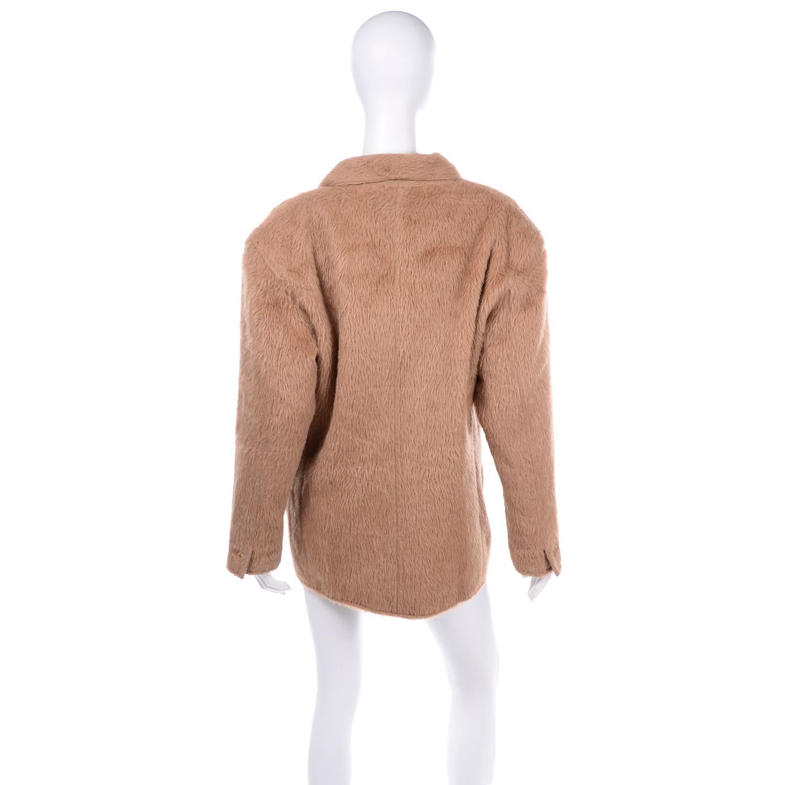 1980s Gianni Versace Vintage Camel Alpaca Oversized Jacket With Shawl Collar In Excellent Condition In Portland, OR