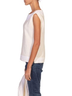 1980S GIANNI VERSACE White Cotton Textured Top & Jacket Ensemble