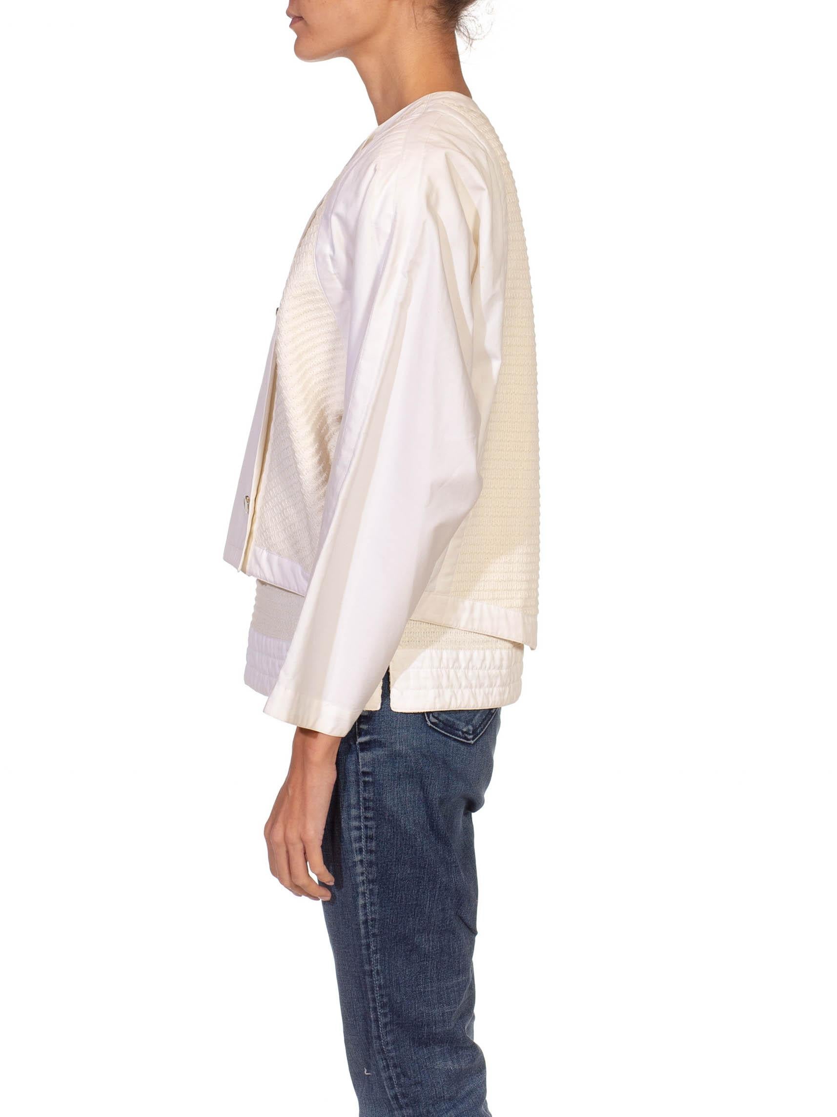 Women's 1980S Gianni Versace White Cotton Textured Top & Jacket Ensemble For Sale