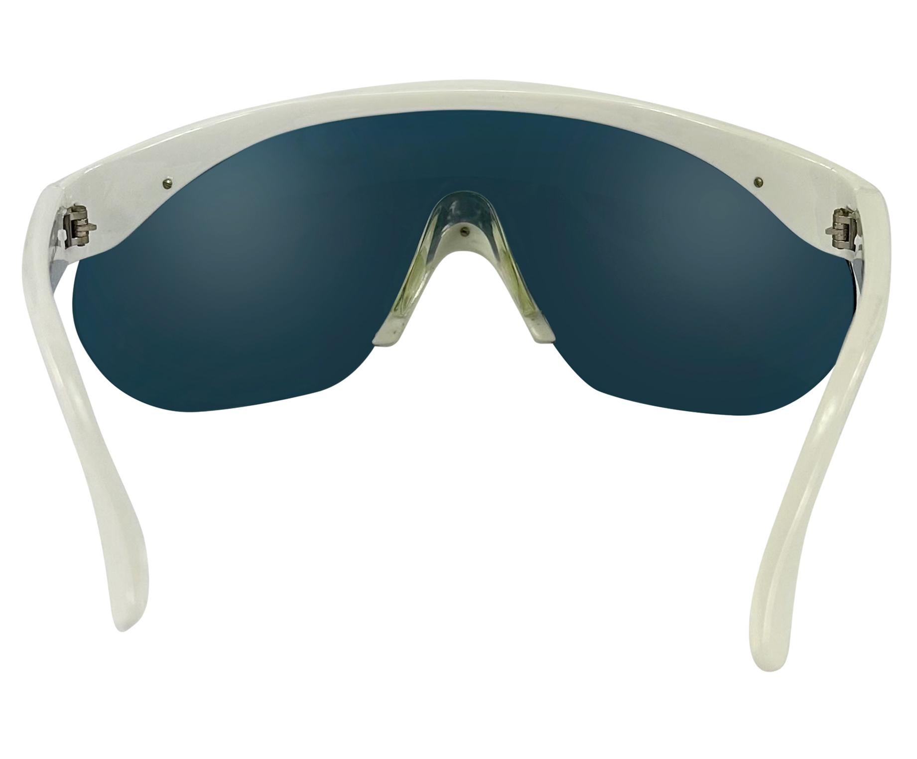 1980s Gianni Versace White Shield Ski Style Sunglasses In Good Condition For Sale In West Hollywood, CA