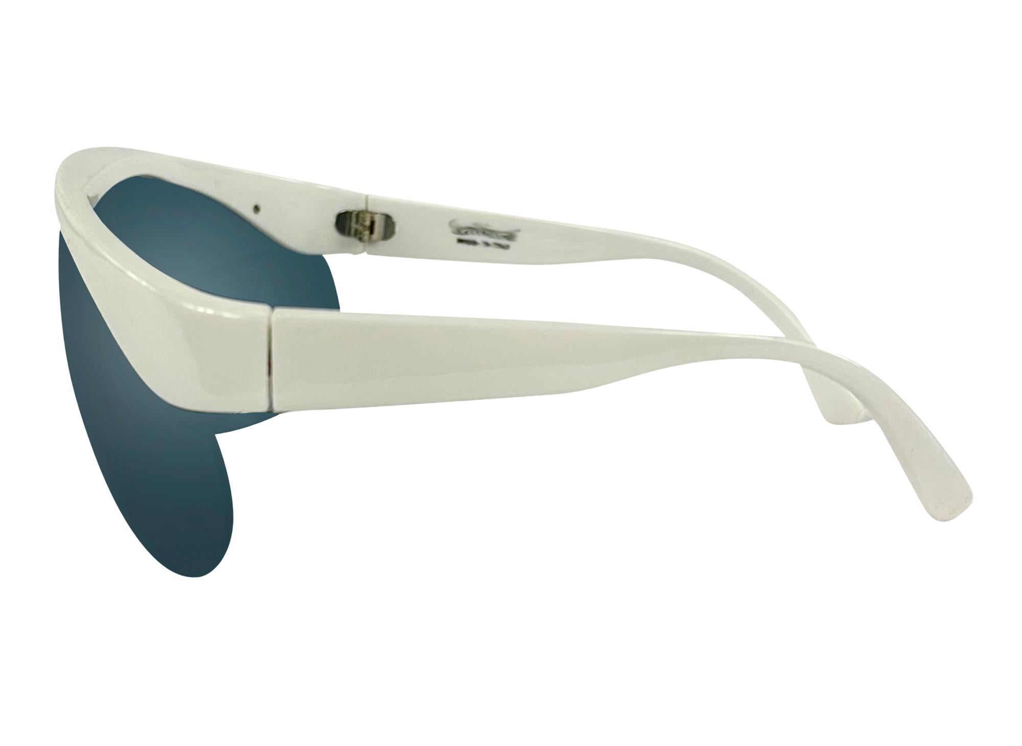 Women's 1980s Gianni Versace White Shield Ski Style Sunglasses For Sale
