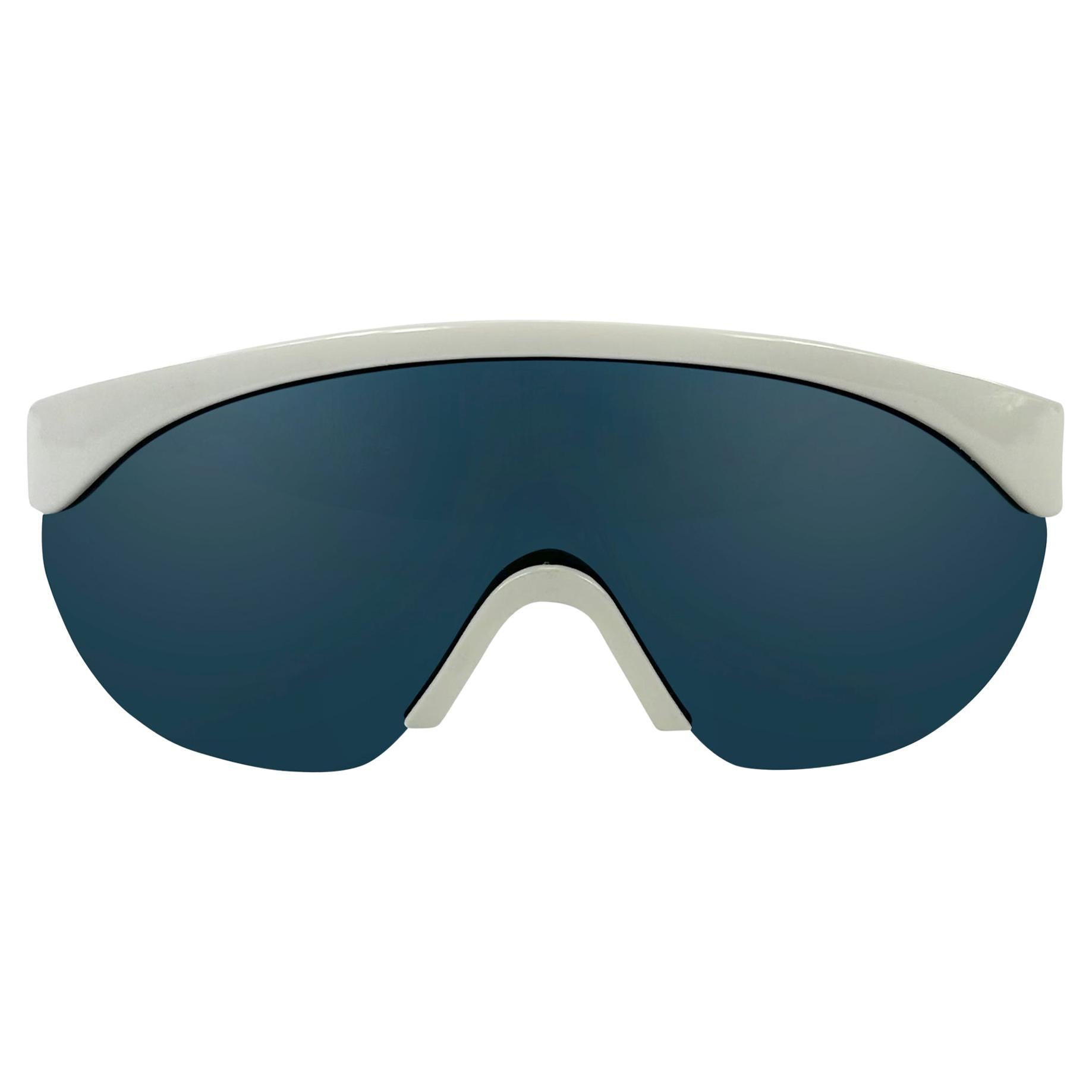 1980s Gianni Versace White Shield Ski Style Sunglasses For Sale