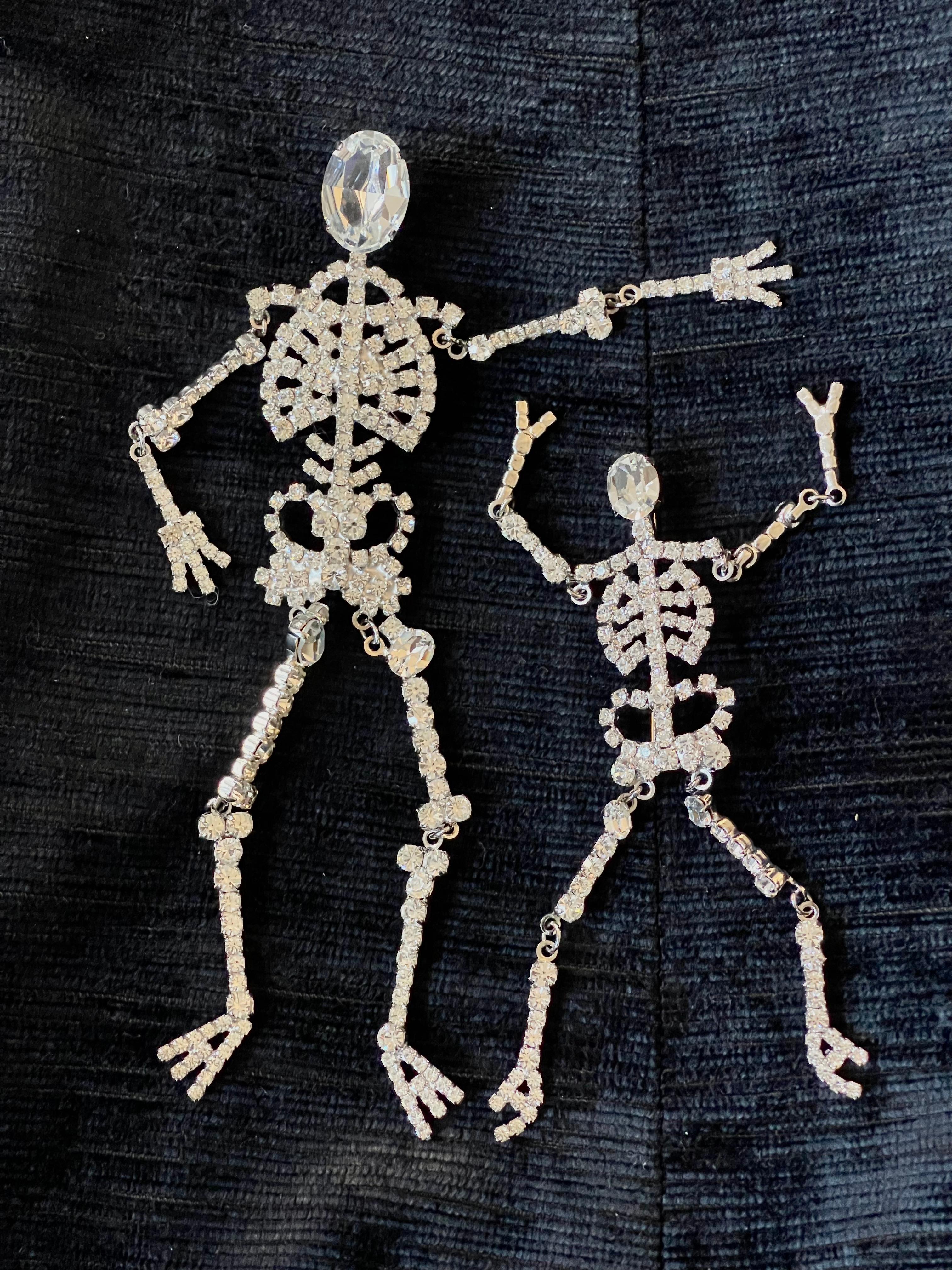 Women's or Men's 1980s Giant Butler and Wilson Diamante Skeleton Brooch