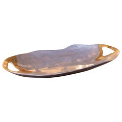 Bandeja de bronce dorado y plateado de los años 80 del artista David Marshall