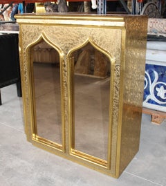 1980s Gilded Brass and Mirrors Bar Table by Gony Nava