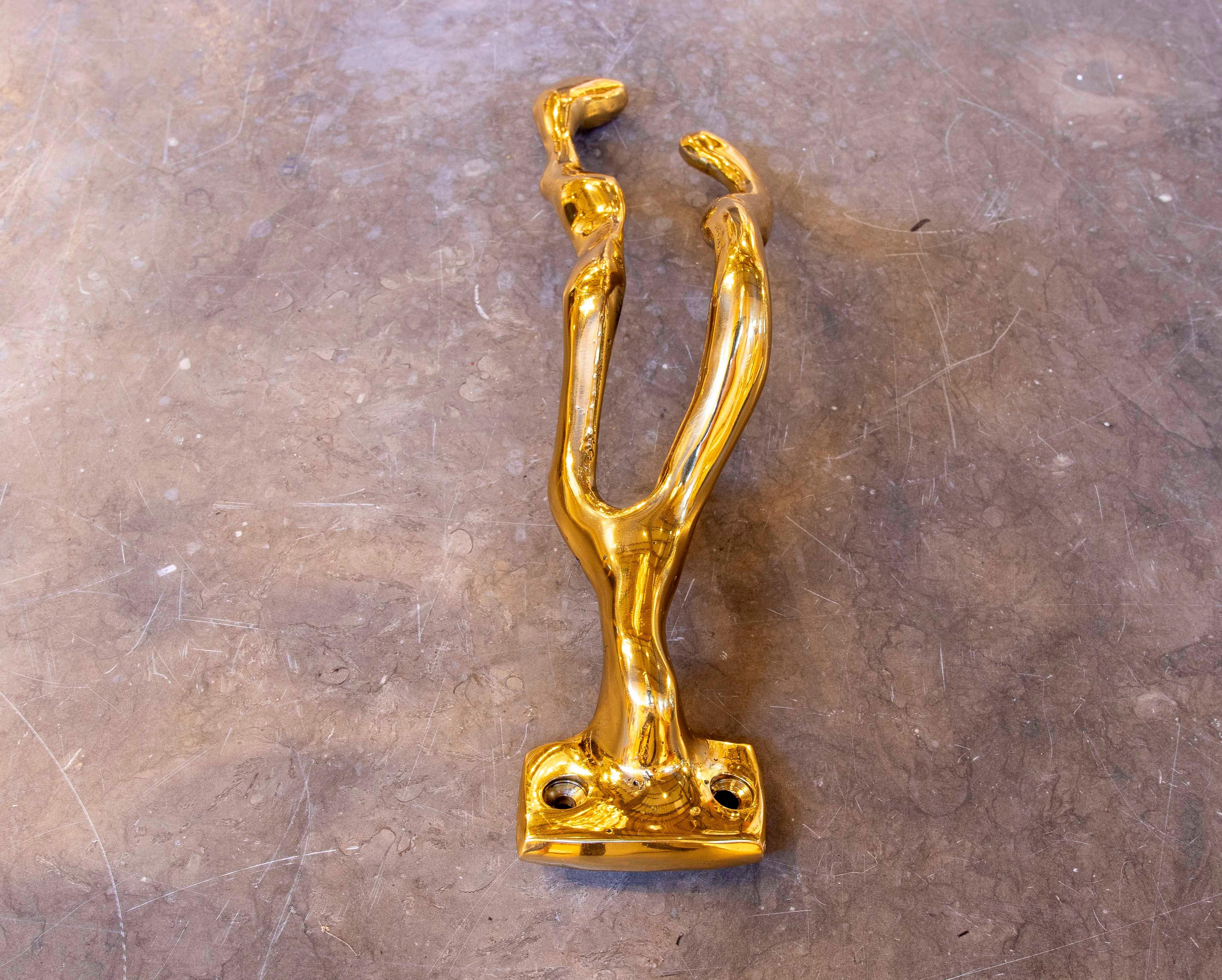 Appendiabiti in bronzo dorato degli anni '80 dell'artista David Marshall 