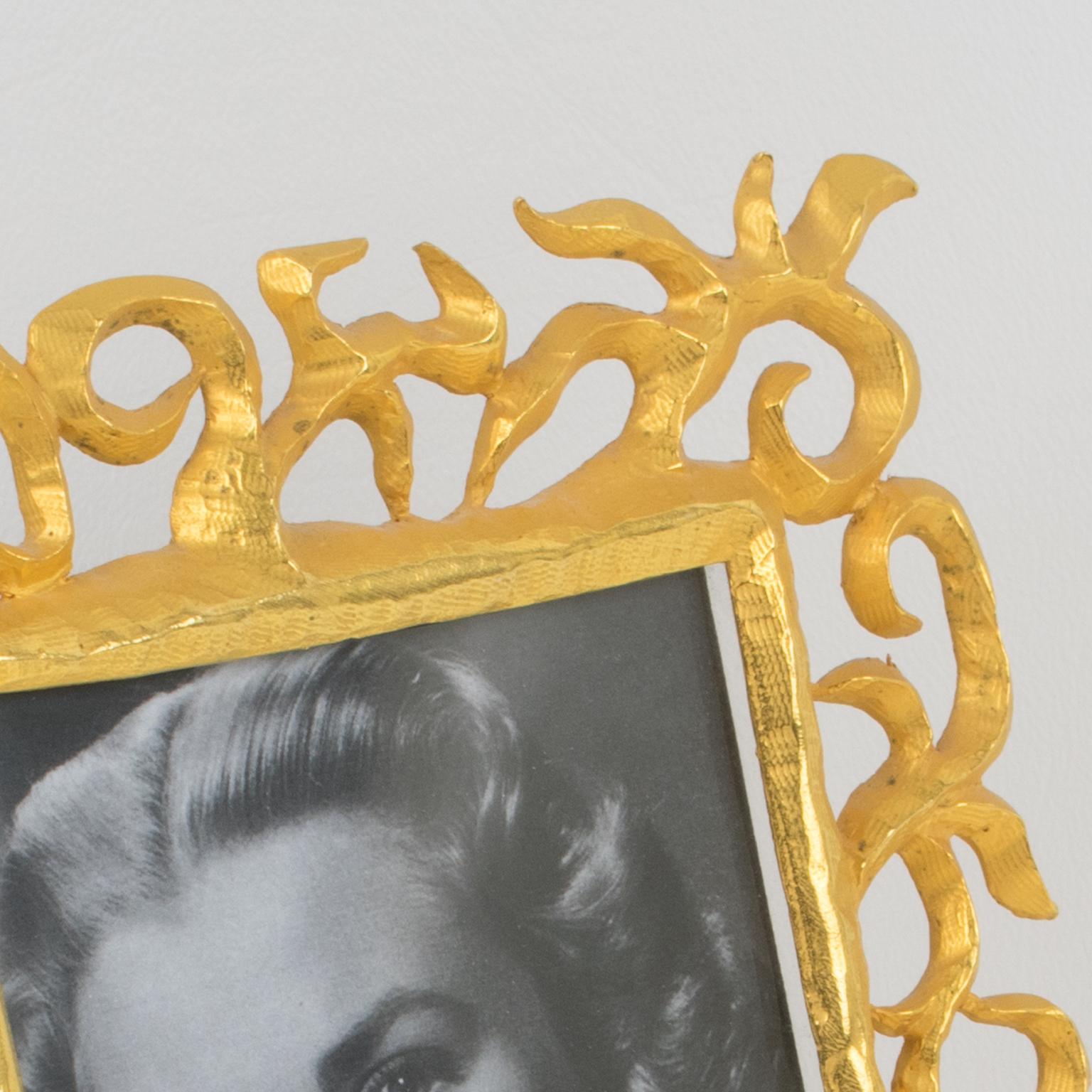 French Designer Edouard Rambaud Gilt Metal Picture Frame, 1980s In Excellent Condition For Sale In Atlanta, GA