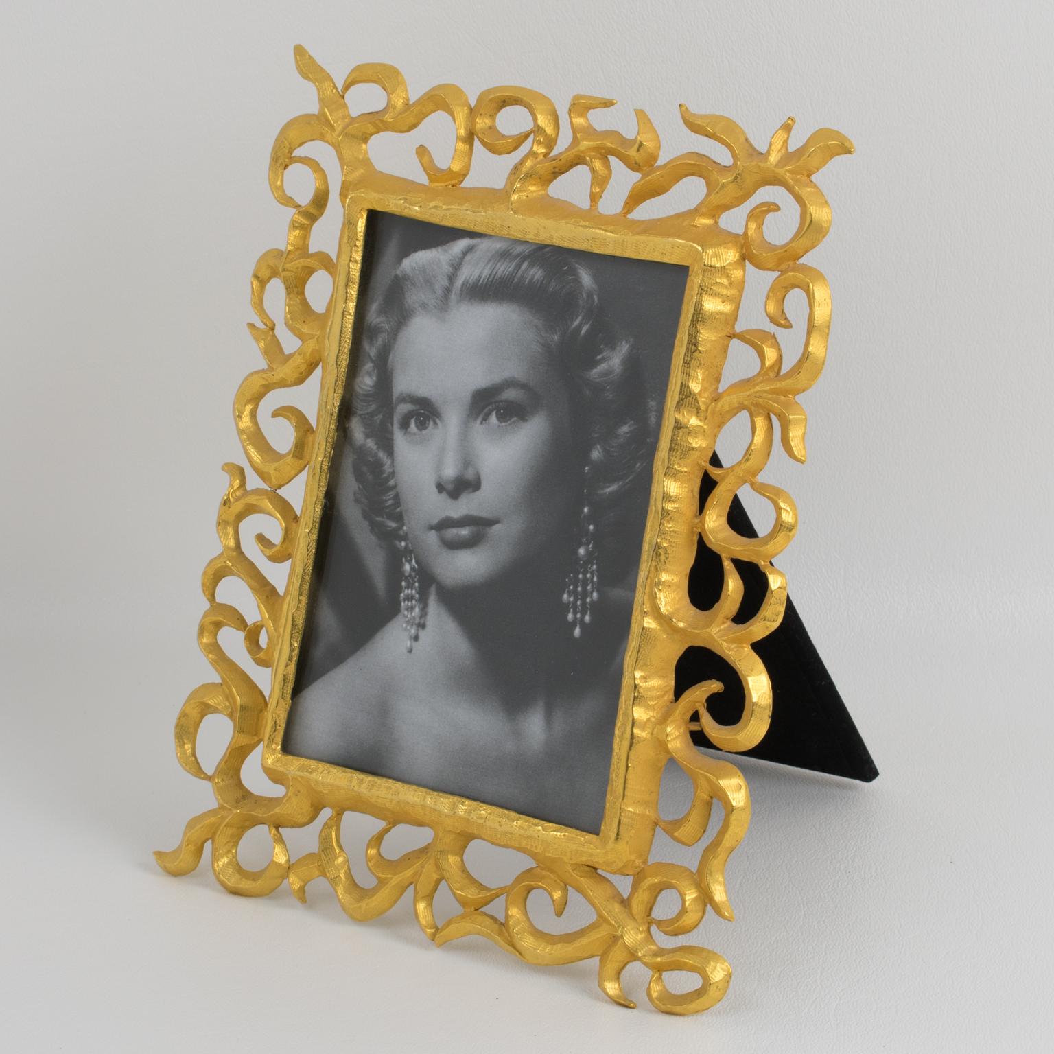 Late 20th Century French Designer Edouard Rambaud Gilt Metal Picture Frame, 1980s For Sale