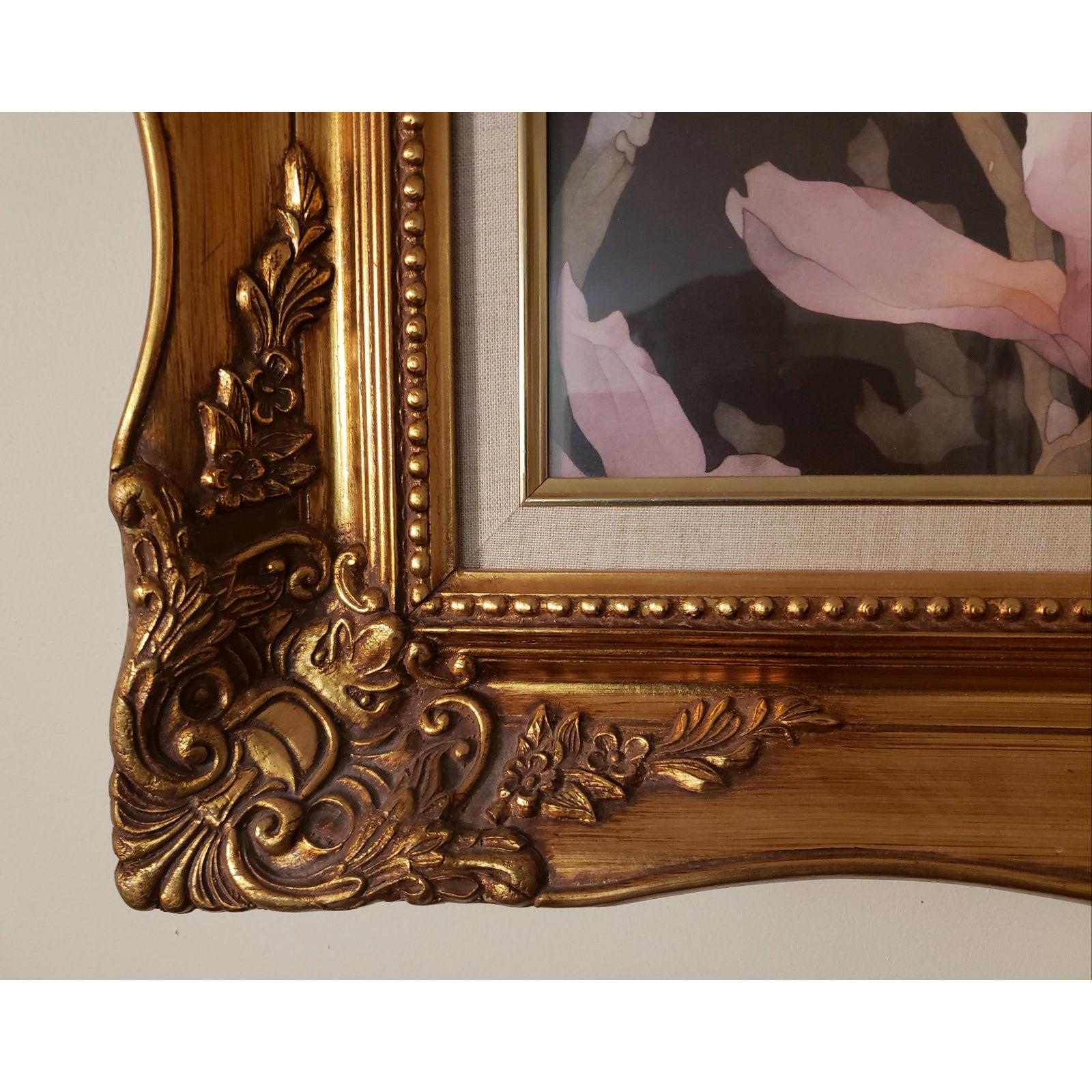 Victorian 1980s Giltwood Frame Flower Print For Sale