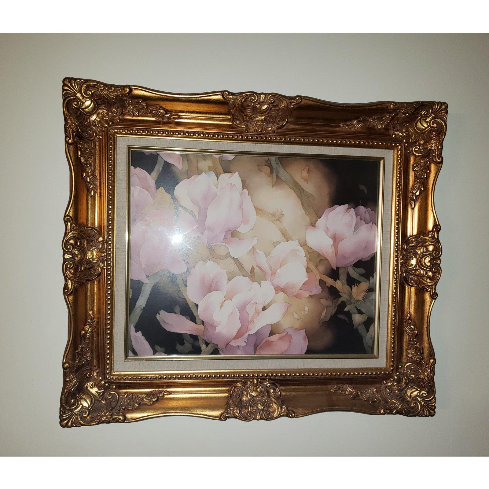 20th Century 1980s Giltwood Frame Flower Print For Sale