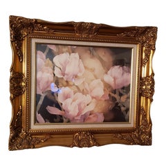 Vintage 1980s Giltwood Frame Flower Print