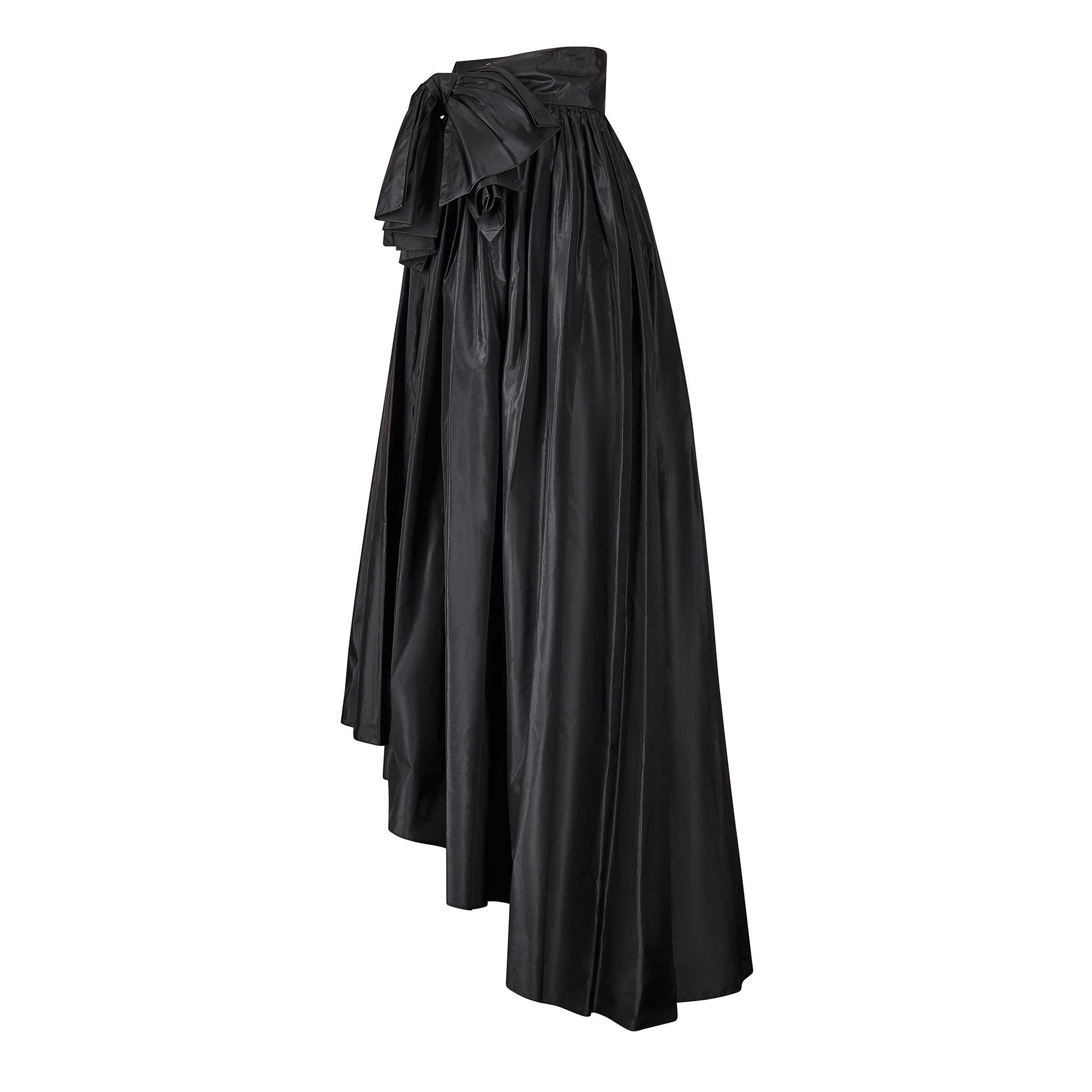 Black 1980s Gina Fratini A-Line Taffeta Evening Skirt