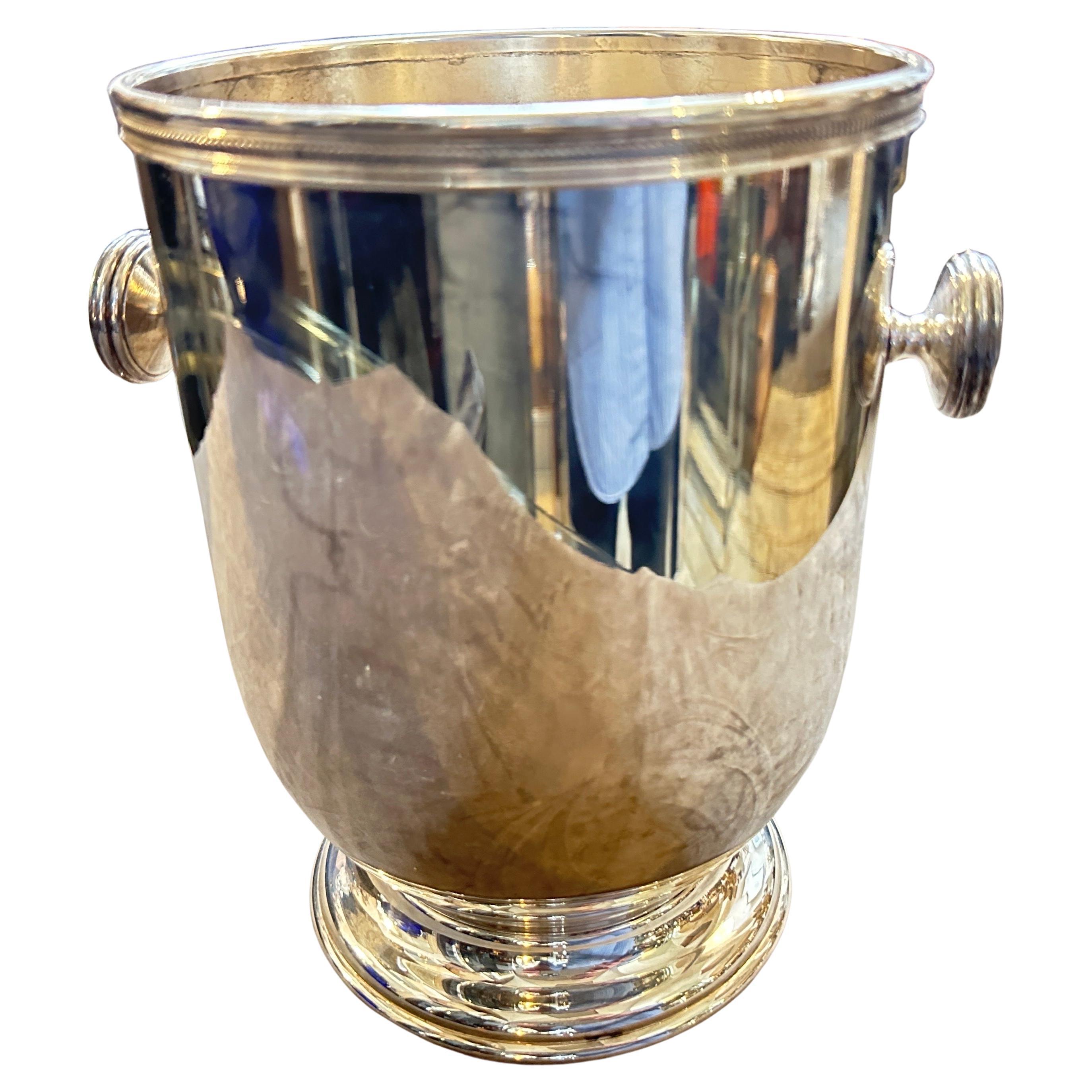 1980s Gio Ponti Style Modern Silver Plated Italian Wine Cooler by I Maestri