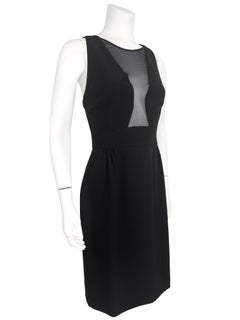 Años 80 Giorgio Armani Cuello ilusión negro Vestido negro sin mangas LBD