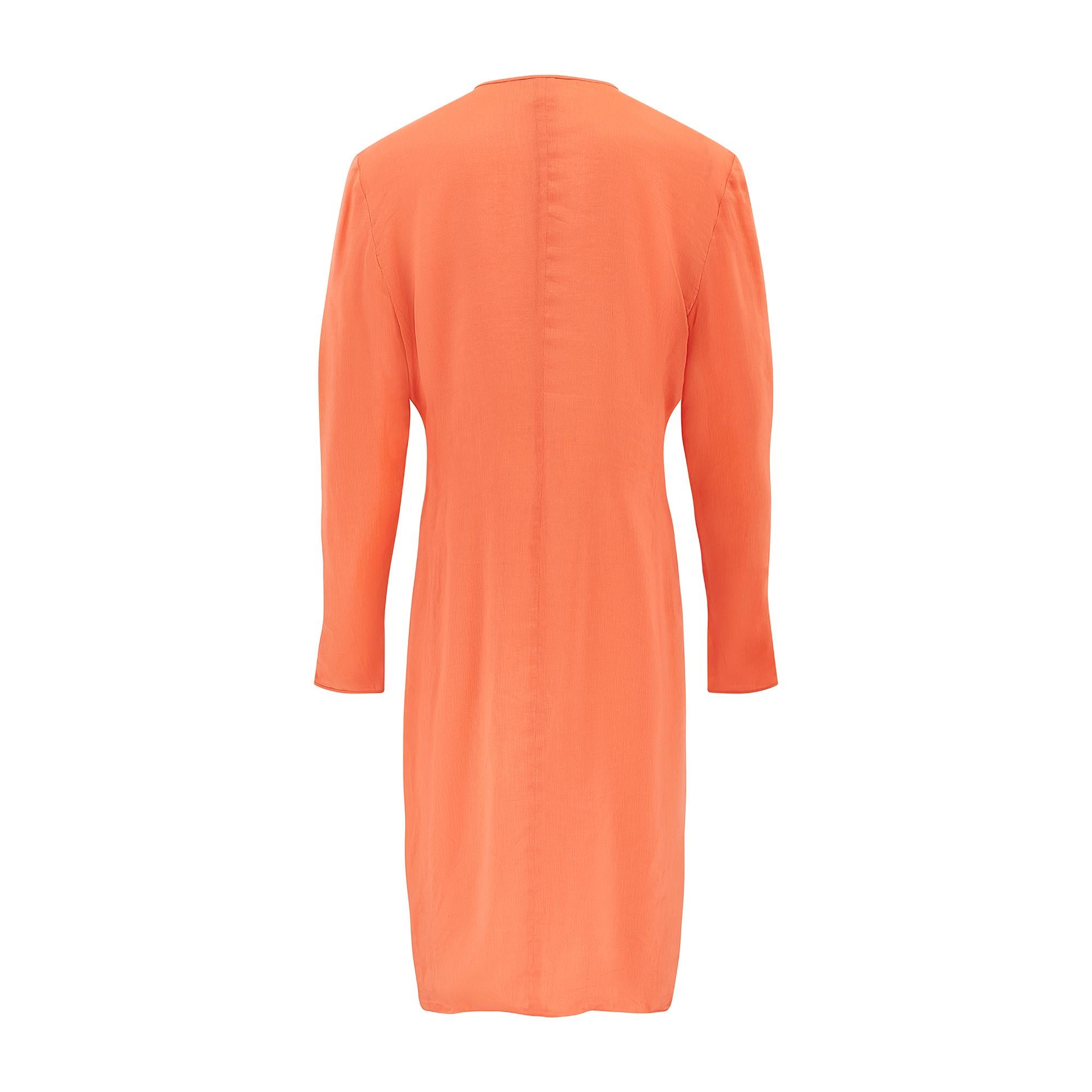 Chaqueta larga de seda naranja Giorgio Armani Black Label de los años 80 Naranja en venta