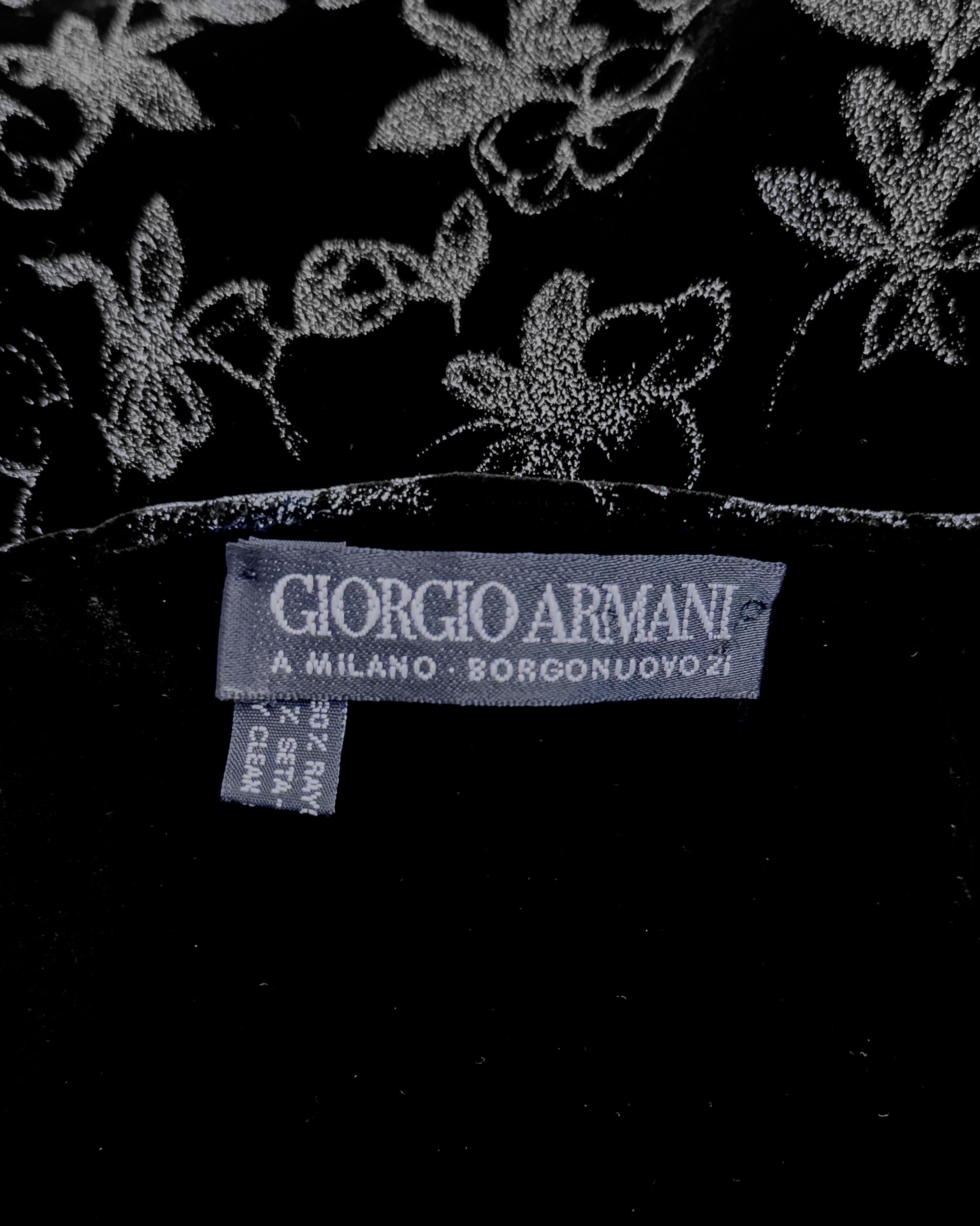 1980s Giorgio Armani Black Painted Velvet Skirt Ensemble For Sale 3
