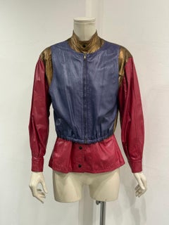 1980s Giorgio Armani panelled leather bomber jacket