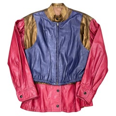 1980s Giorgio Armani panelled leather bomber jacket