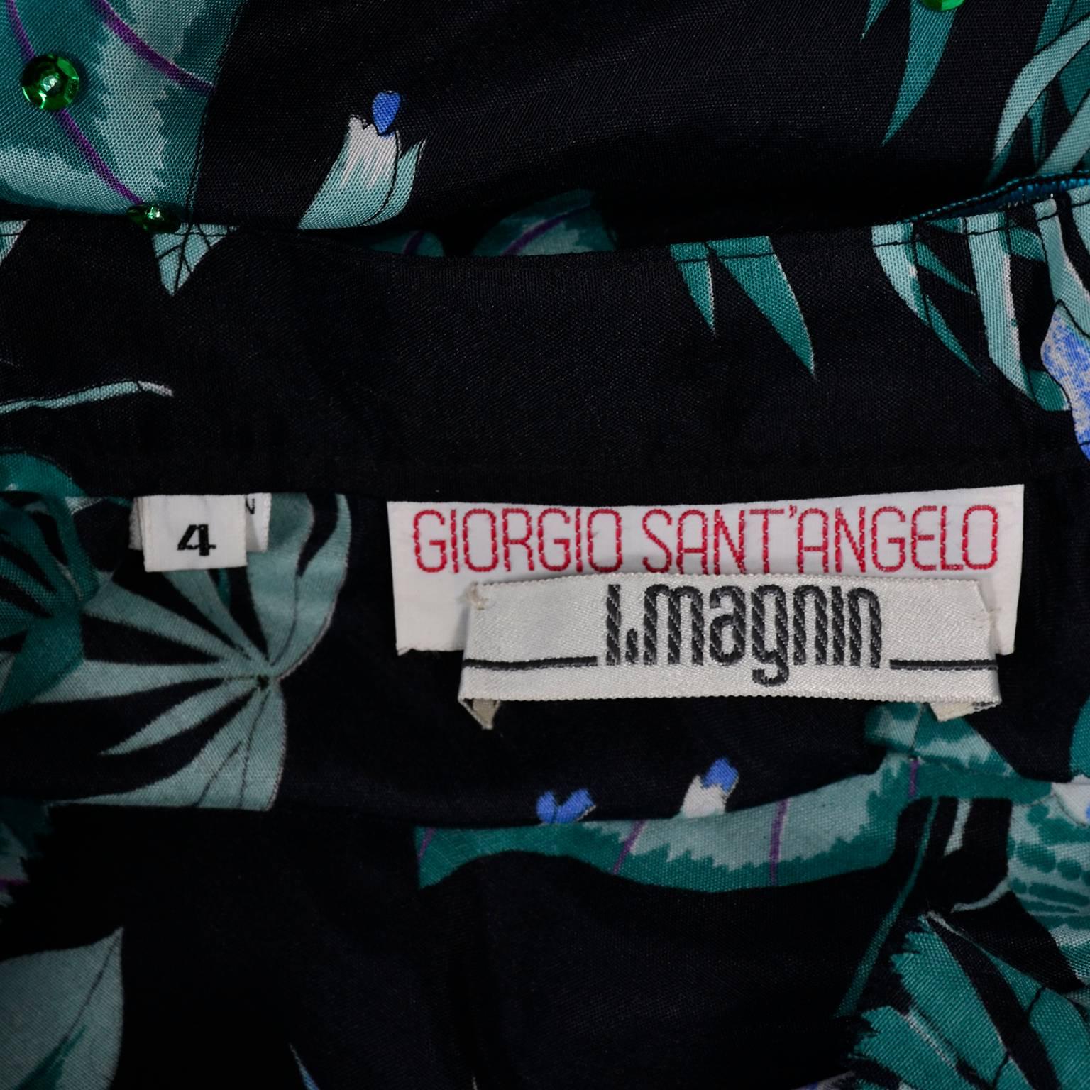 Giorgio di Sant' Angelo Skirt in Black Cotton Floral Print With Sequins ...