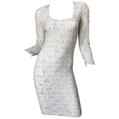 Giorgio di Sant' Angelo, vestito anni '80 con strass e perline, Vintage 80s Bodycon