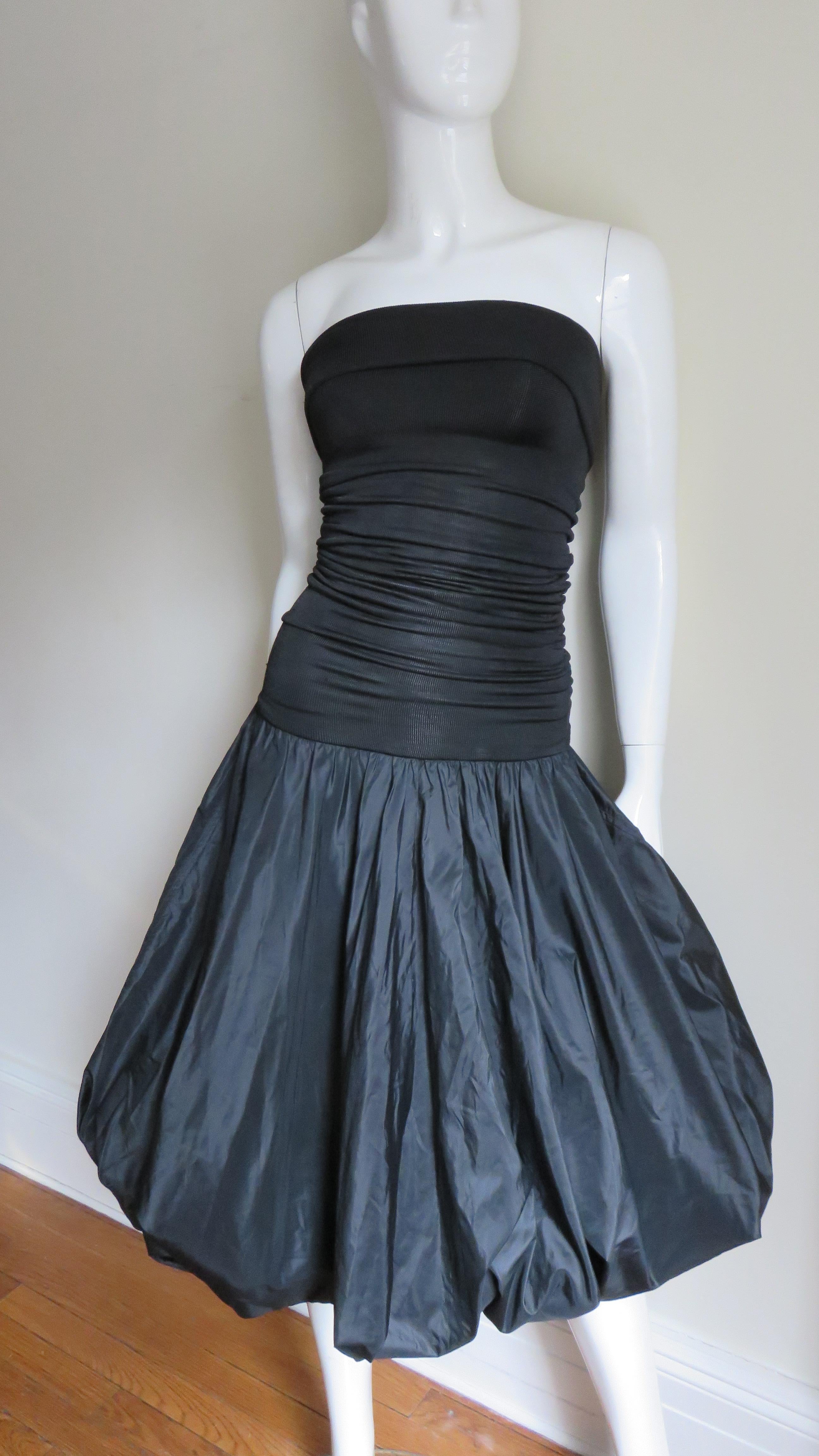 Gray Giorgio Sant 'Angelo Strapless Dress with Bubble Skirt 1980s