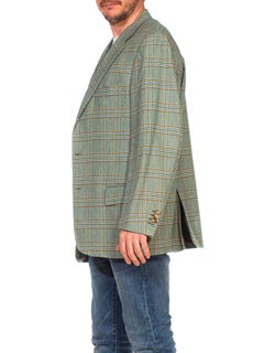 1980S GIORGIO's OF PALM BEACH Multicolor Green Wool Plaid Men's Blazer