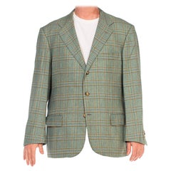 GIORGIO's OF PALM BEACH - Blazer à carreaux en laine verte multicolore pour hommes des années 1980