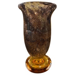 Jarrón modernista de cristal de Murano marrón y ámbar de Giovanni Cenedese de los años 80