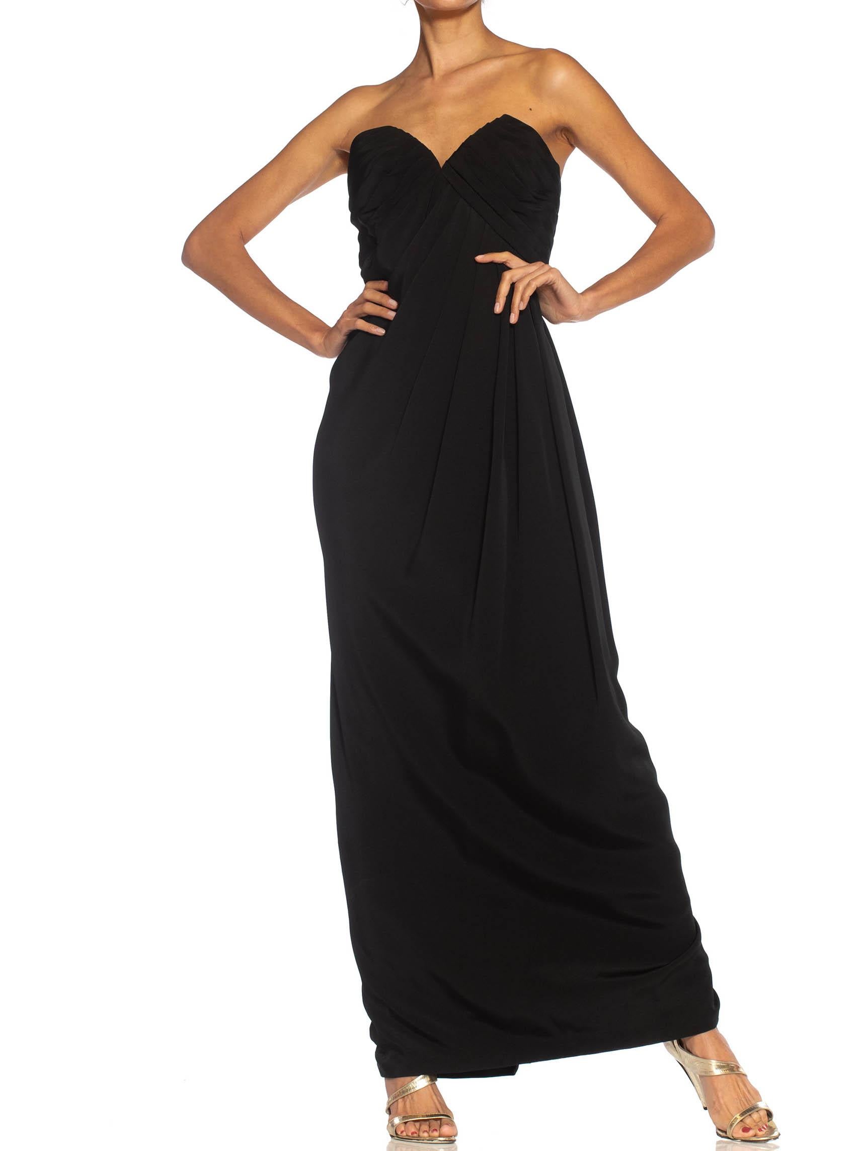 1980S GIVENCHY Black Haute Couture Silk Crepe Strapless Gown For Sale 6