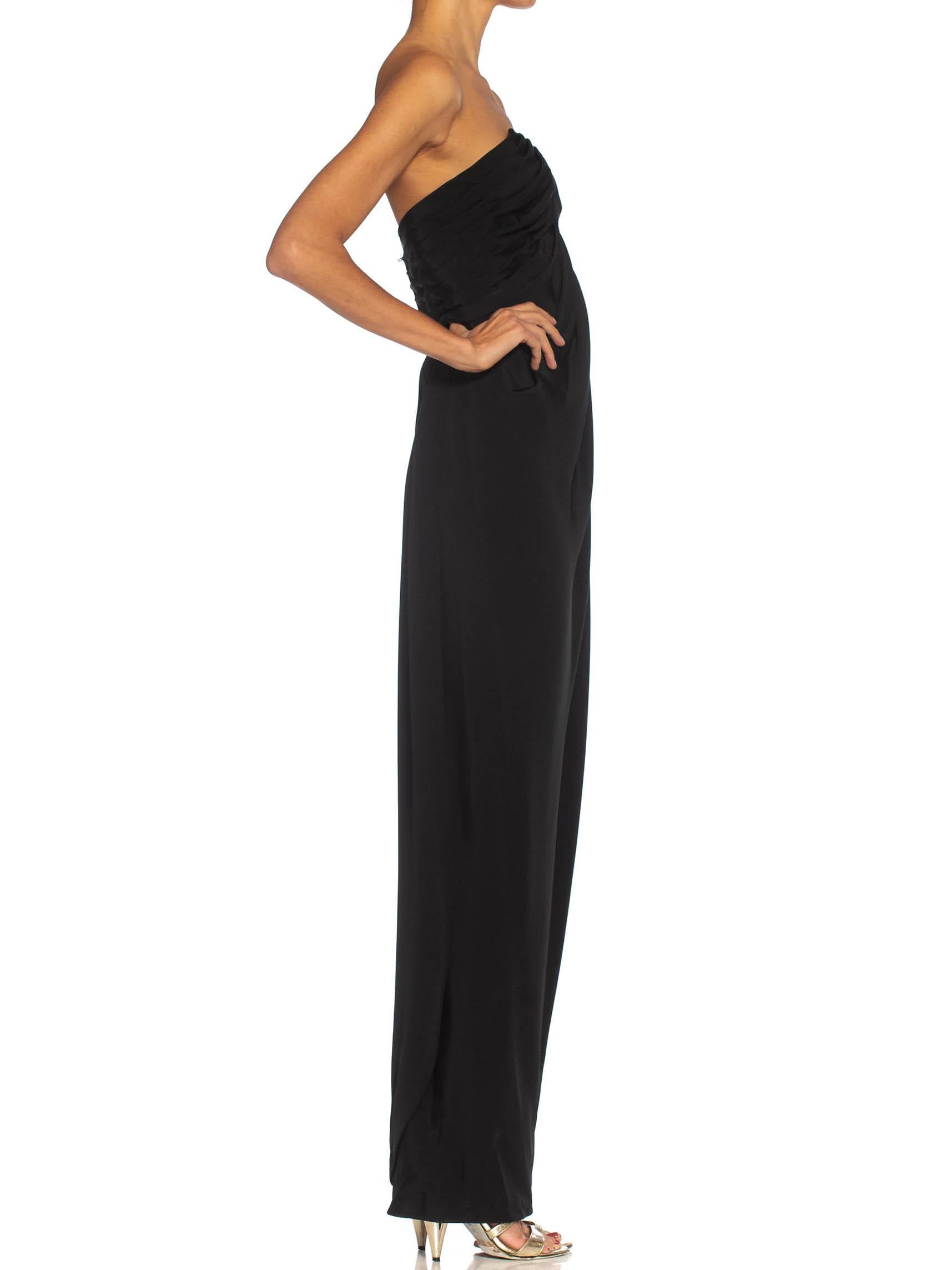 1980S GIVENCHY Black Haute Couture Silk Crepe Strapless Gown In Excellent Condition For Sale In New York, NY