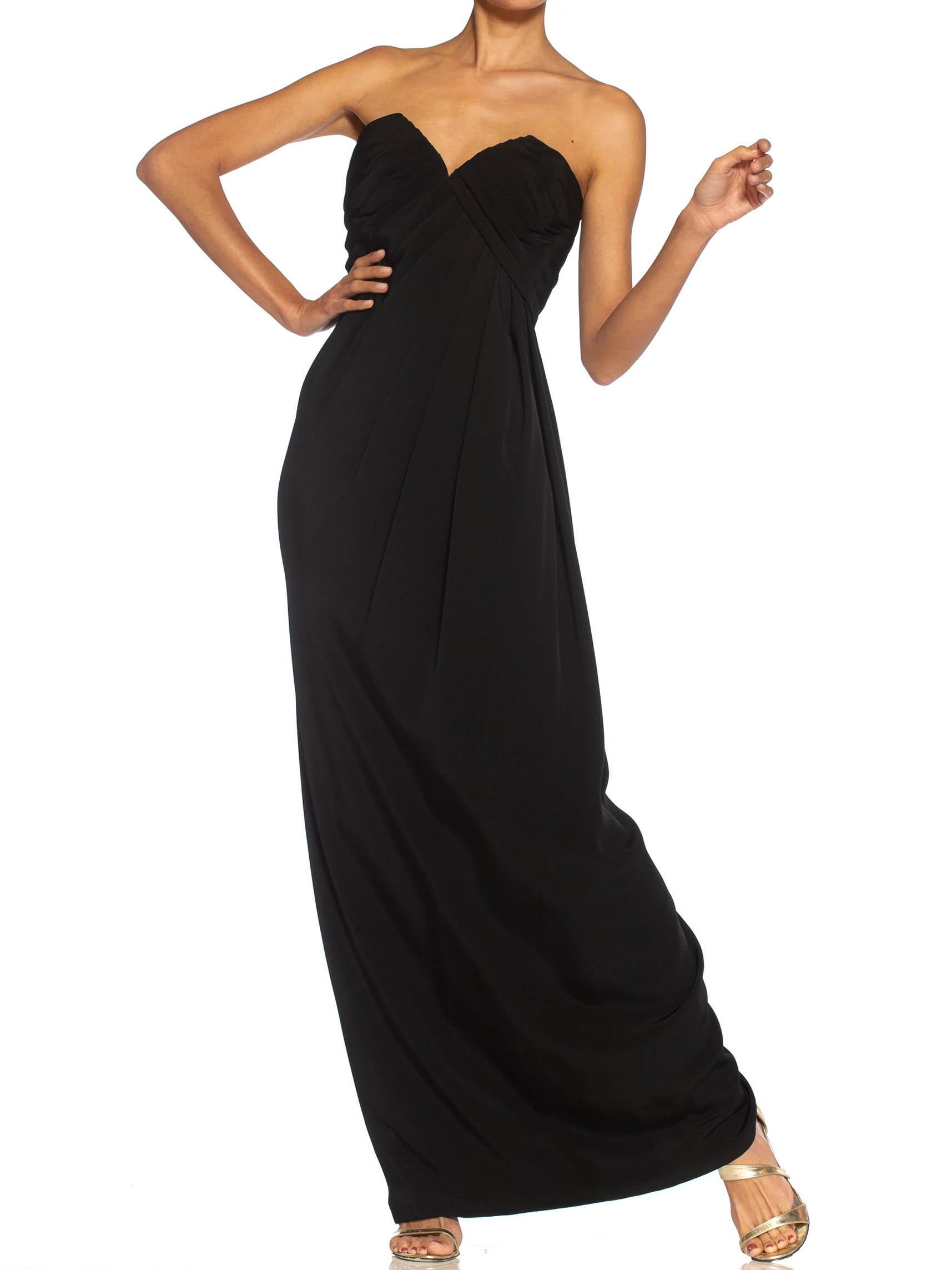1980S GIVENCHY Black Haute Couture Silk Crepe Strapless Gown For Sale 1
