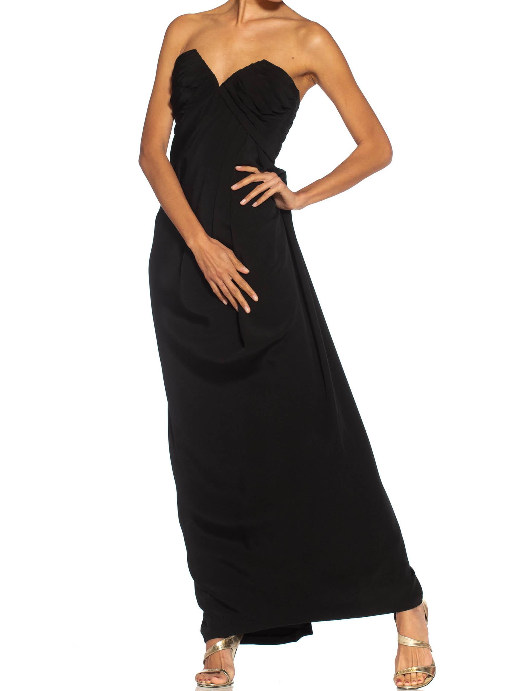 1980S GIVENCHY Black Haute Couture Silk Crepe Strapless Gown For Sale 2