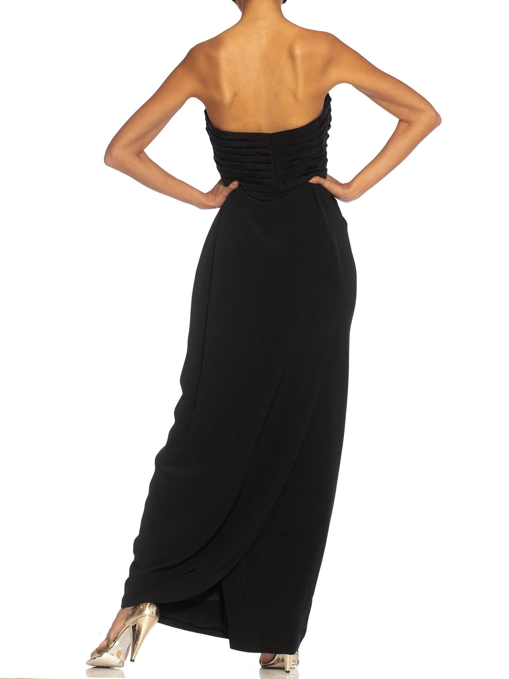 1980S GIVENCHY Black Haute Couture Silk Crepe Strapless Gown For Sale 3