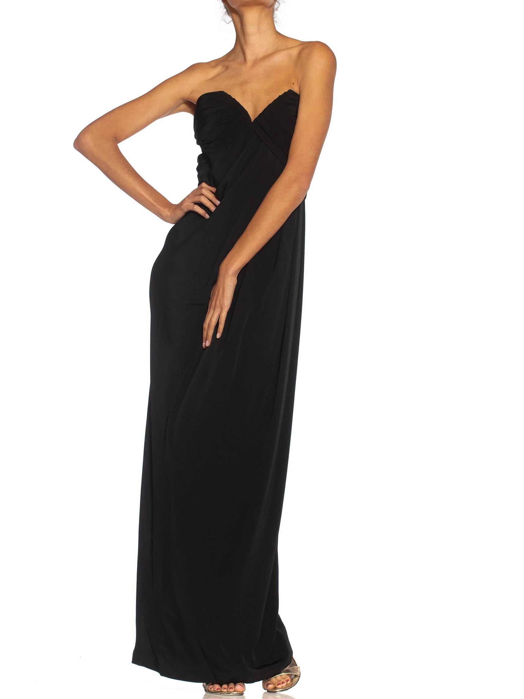 1980S GIVENCHY Black Haute Couture Silk Crepe Strapless Gown For Sale 4