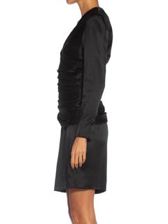 1980S GIVENCHY Nero Haute Couture Seta Doppio Fronte Raso Cocktail Dress Con