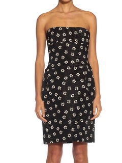 1980er GIVENCHY Schwarz-weißes trägerloses Haute Couture-Cocktailkleid aus Seide  Mit